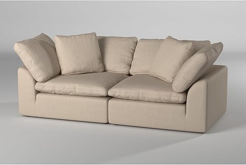 Sunset Trading Puff - Sofá modular de 2 piezas con funda de tela en color marrón