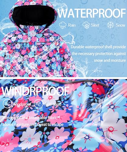 Image of M2C Boys Girls 2-Piece Snowsuit Thicken Patterned Ski Jackets and Pants