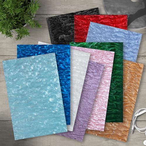 Image of TOEPODO Pearlescent Ripple Cast Acrylic Sheets 1 /8inch Thick Marble Acrylic Sheets for Laser Cutting Plexiglass Sheets for Art Design DIY Crafts Home Deco (3, Ocean Blue, 12x12 Inch)