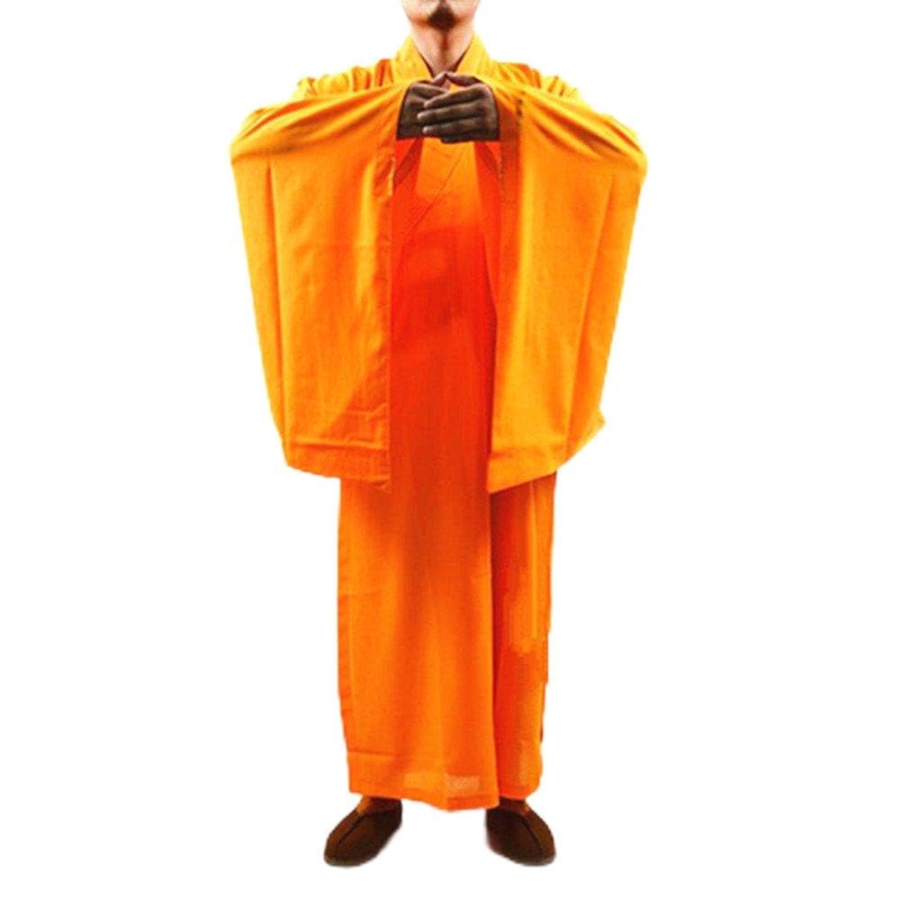 DOREKIN Buddhist Shaolin Monk Kung fu Robe Meditation Long Gown Suit yellow L