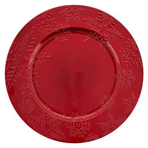 Platos base con diseño de copo de nieve rojo pack 4 miniatura 1