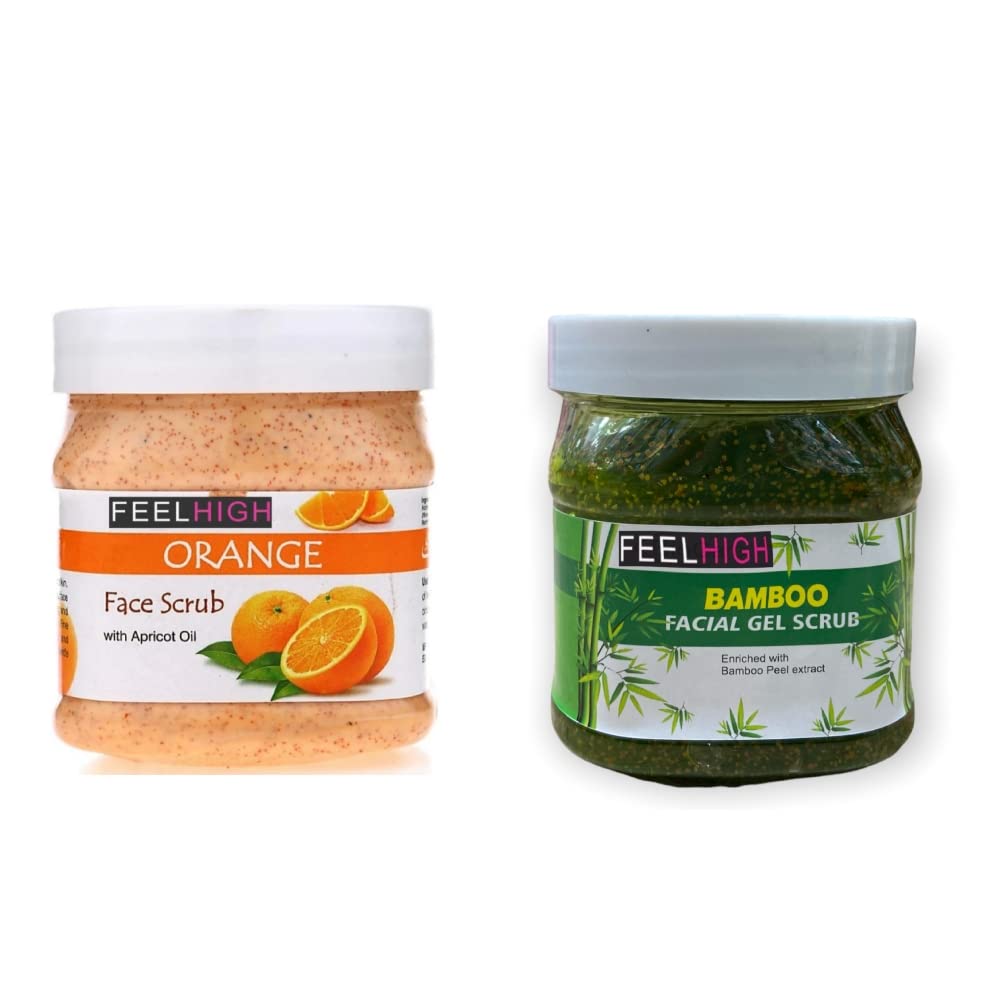 Feelhigh Face and Body Orange Scrub500gm and Scrub 500gm For Man and Woman -Pack 2 (OrangescrubANDbamboogelscrub)-picture-21