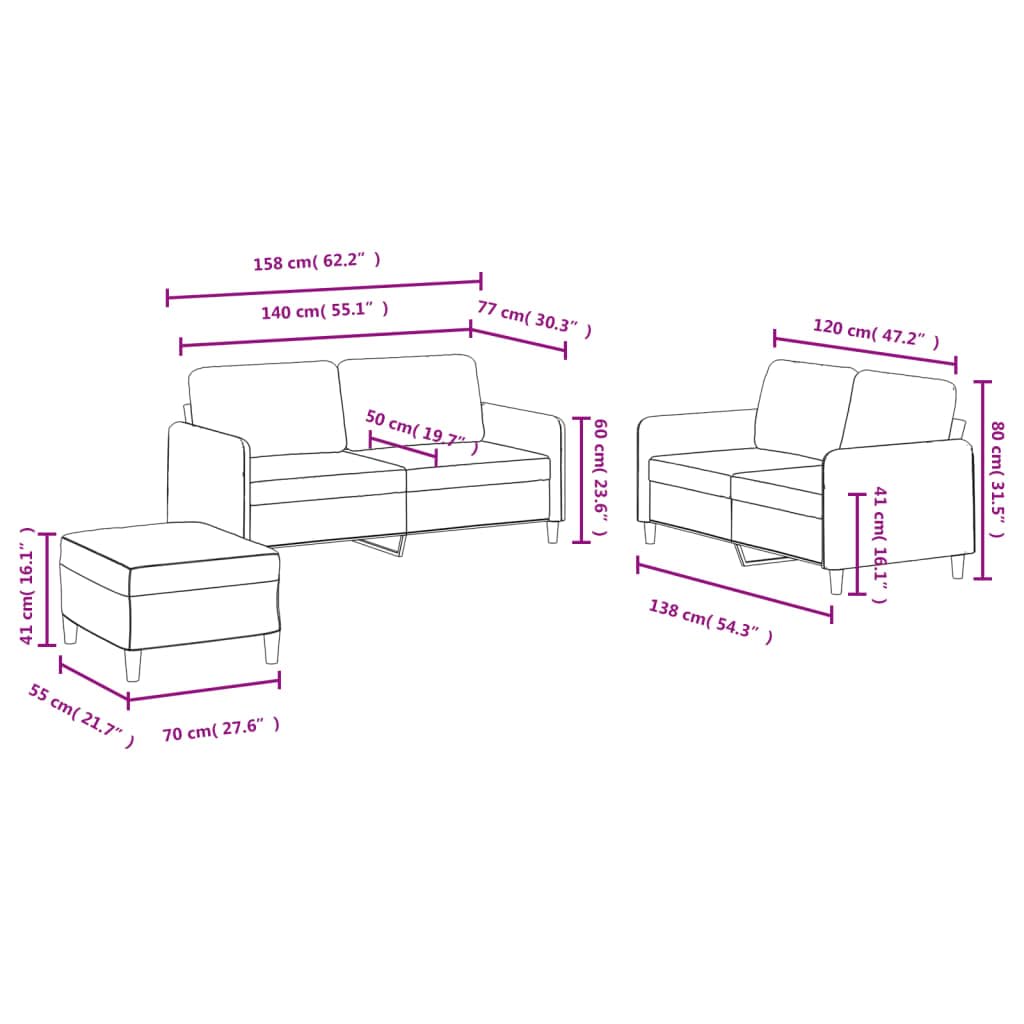 Juego de sofá de terciopelo verde oscuro, 2 sofás de 2 plazas con reposapiés, sofá tapizado para salón, diseño moderno, cómodo sofá de terciopelo para el hogar