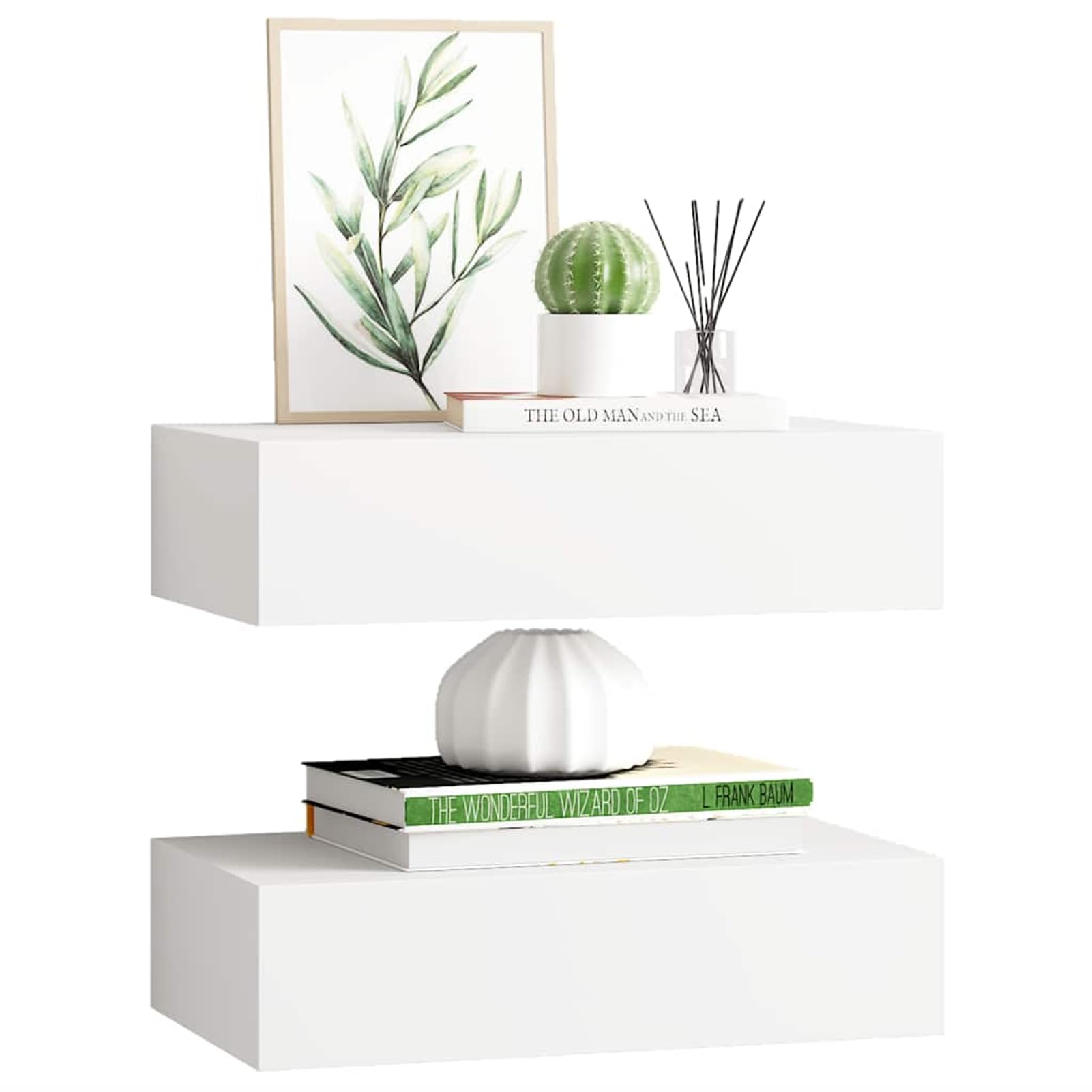 Homgoday Schubladenregal Wandregal MDF Metall Weiß 40x23,5x10 cm für Schmuck Uhren Geldbörsen Schlüssel - Kompatibel mit Amazon Cosmo Model330242
