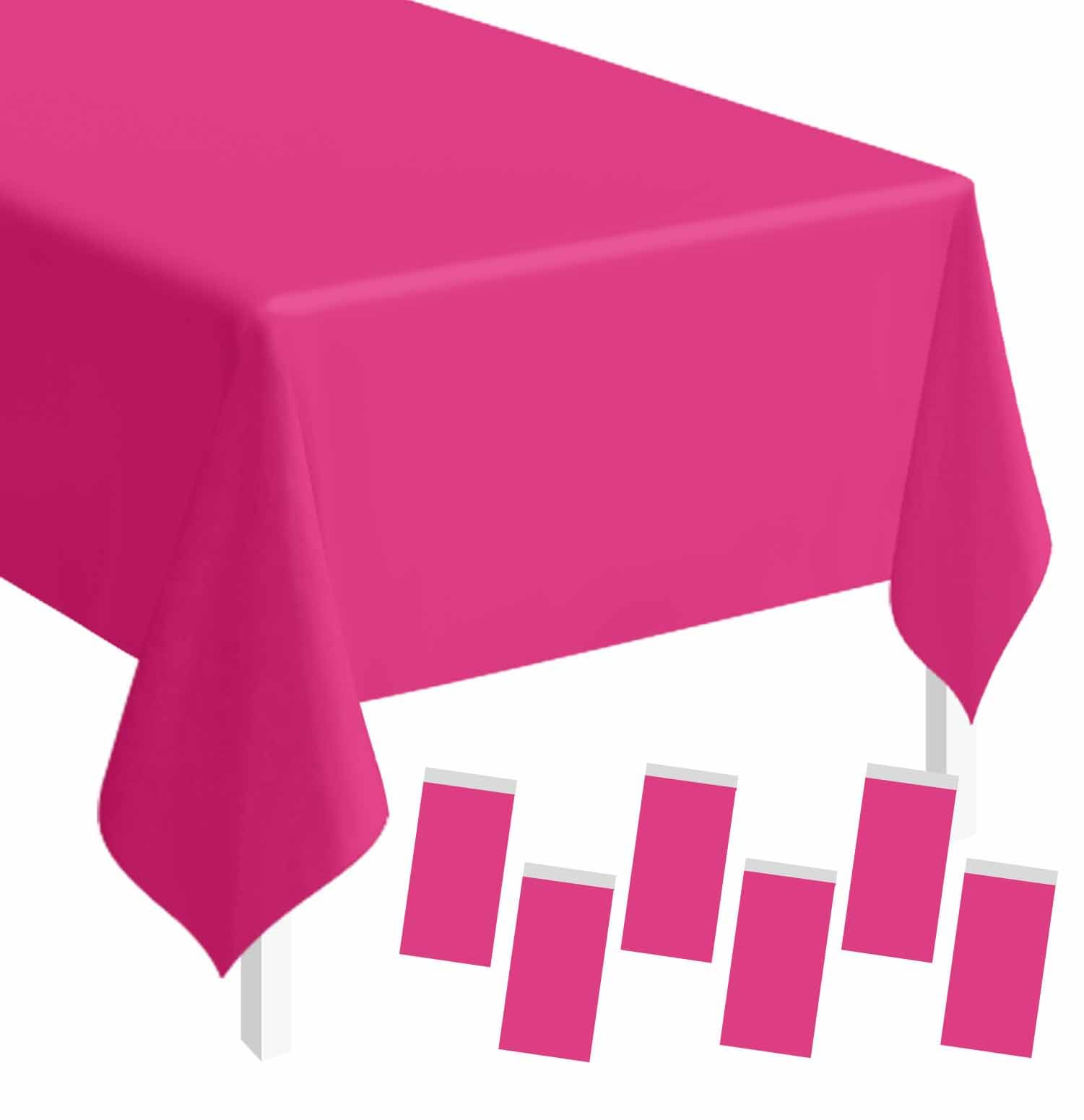 SietDESEO 6 Pack Hot Pink Plastic Tablecloth Rectangle 54 x 108 Premium Disposable Table Cloth Plastic Table Cover for Wedding Baby Shower Party Supplies