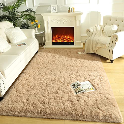 Lochas Ultra Soft Indoor Modern Area Rugs Fluffy Living Room Carpets For Children Bedroom Home Decor Nursery Rug 8X10 Feet, Light Tan #TOP6