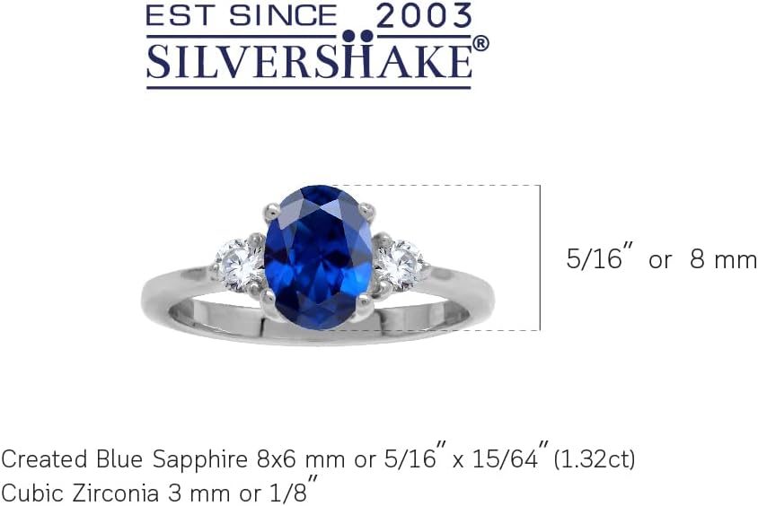 Silvershake 8X6mm Oval Shape Gemstone White Gold Plated or Yellow Gold Plated 925 Sterling Silver Engagement Ring Jewelry for Women
