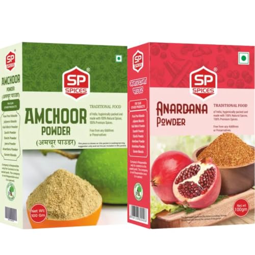 Image of SP Spices Hing & Anardana Combo - Pure, Fresh & Flavorful Spices for Everyday Cooking (200 Gram Amchur + Anardana Powder)
