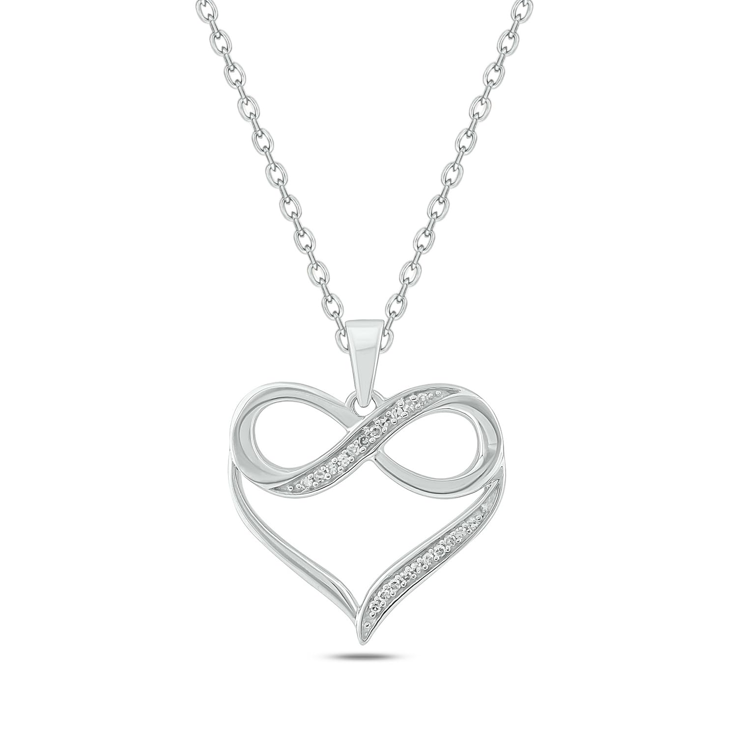 Cali Trove 1/4Ct & 1/20Ct Natural Diamond Single Heart Infinity Pendant For Women In 10Kt Gold | Silver Necklaces For Women | Gold Jewelry Necklace | Elegant Gifts For Her in White, Yellow & Pink