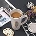 Imagen de Lempefe taza de café de cerámica de gran capacidad personalizada negro taza alta tazas de té con tapa cuchara pareja taza 500ml regalo para Navidad