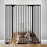 Amibud 51'' Extra Tall Cat Gate 30-49.2'' Wide for Doorways Hallways, Pressure Mounted Pet Barrier Dog Gates No Drilling Auto Close, Cat Fence Indoor Climb Proof (Black)