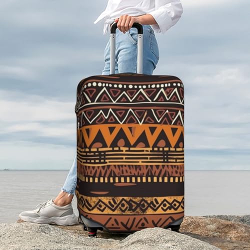 Luggage Cover Elastic Washable Suitcase Cover Dustproof Suitcase Protector Personalized African Mud Cloth Tribal Travel Luggage Baggage Covers For 18-32 Inch, Small, Black2