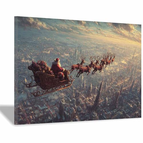 Toile de Noël de 40x60cm encadrée pour décoration d'hiver