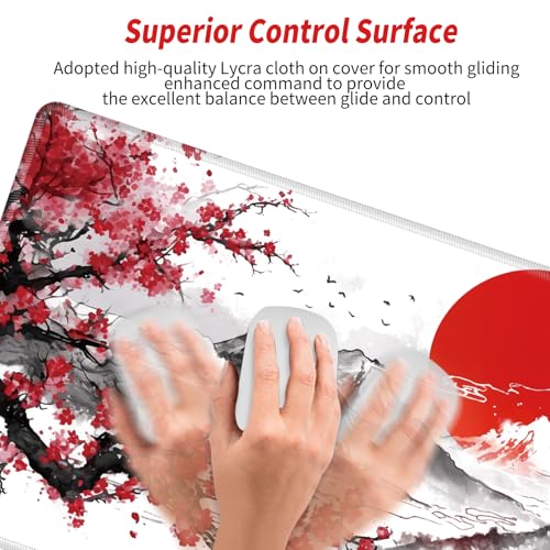 Image of 48x24 Mouse Pad Giant Cherry Blossom Desk Mat Large Mousepad Gaming Red Sakura Mouse Mat Huge Oversized Desk Pad XXXXL Computer Mat for Office Work Women