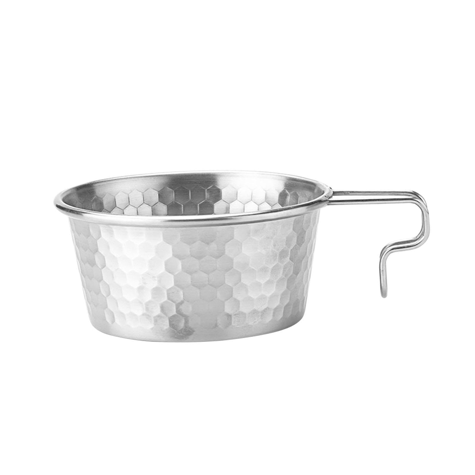 QSTDGVPW Camping Bowl Cookware, Lightweight Cookware with Handle, Outdoor Tableware for Hiking, Beach, BBQ, Backpacking, Picnic, Silver