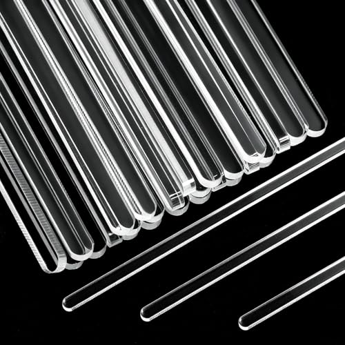 30 Pcs 8 Cake Topper Sticks 5mm Flat Clear Acrylic Sticks Plastic Cake Pop Stick for DIY Cupcake Chocolate Cookie Dessert Decorations