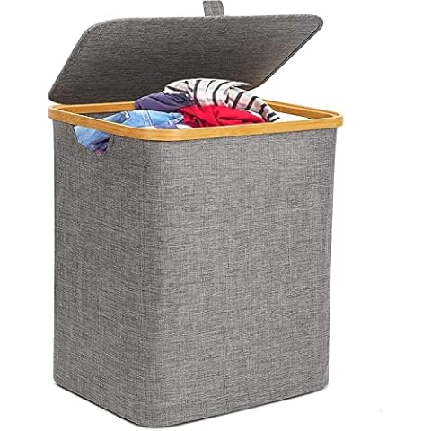 Collapsible Laundry Basket, Clothes Storage Bin, Laundry Hamper with Lid and Handles, Foldable Storage Basket, Rectangle Storage Organizer, Washing Bin, Dirty Clothes Basket for Bedroom and Bathroom Cover