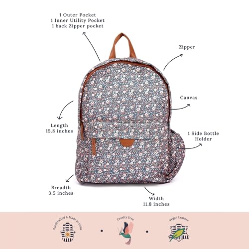 Image of TEAL BY CHUMBAK Laptop Backpack for Women, Stylish Canvas Bag for College, Office, School and Travel, Fits 15-Inch Laptop, Lightweight and Durable with Organizer