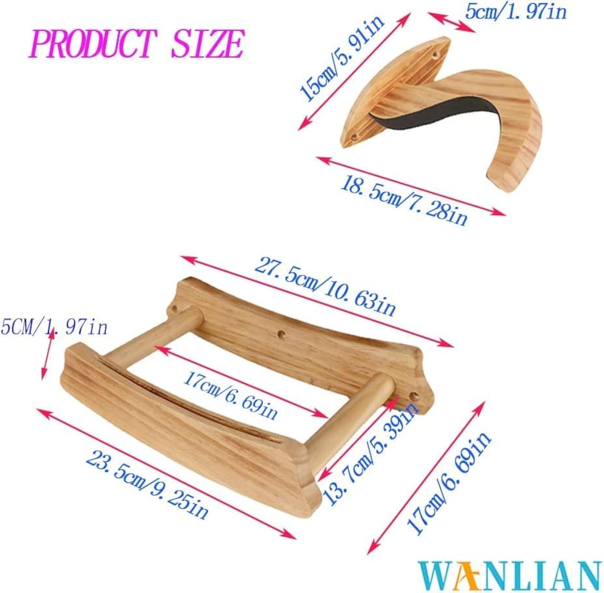 Wooden Guitar Stand Horizontal Hanger for Acoustic Instruments