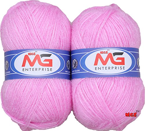 Image of M.G ENTERPRISE Soft Hand Knitting Wool -Pink, 200 gm, (Model: 1 Feather C Pink 200 gm)