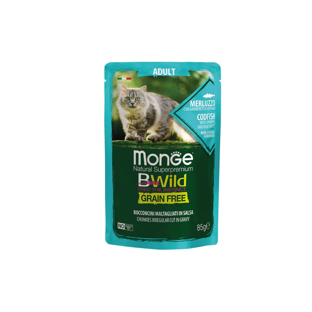 B-Wild Grain Free Chunkies Adult Codfish with Shrimps and Vegetables for Cats-85gm(Pack of 5) (B09R23PC94) Amazon Price History, Amazon Price Tracker