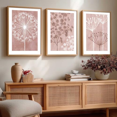 Image of kotart Floral Wall Art Home Decoration | Aesthetic Paintings With Frame For Living Room Bed Room Hotel Wall Decor Digital Reprint Set of 3 (35x37 Inch)
