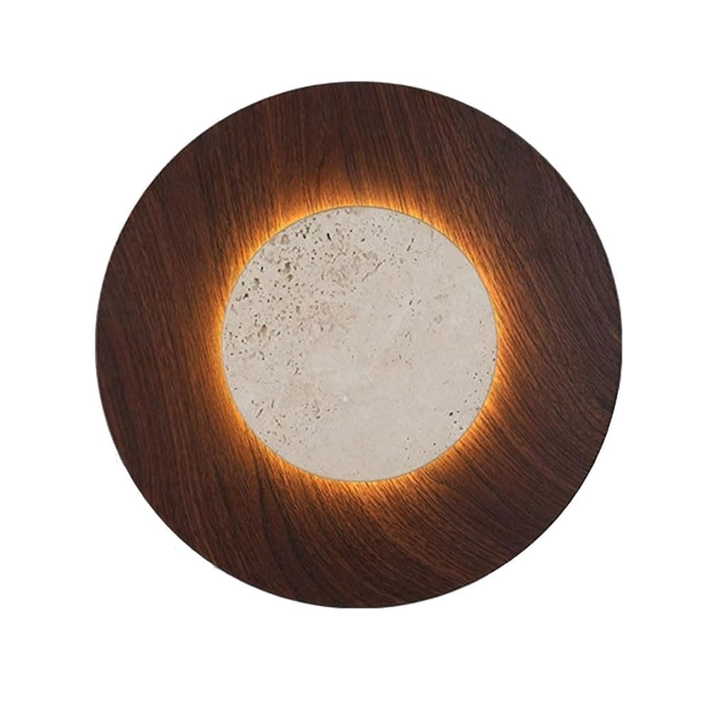 Guoguosm Multicolor 11.8In Round Wall Light, American Industrial Style Yellow Travertine Iron Wall Sconce, Hard Wire Connection Led Wall Lamp, Dressing Table Bedside Corridor Decorative Lighting Fixtures