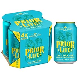 Greene King Brewery Prior Life All Day IPA 3.4% Craft Ale Beer, Case of 24 (6x4) 330ml beer cans – Greene King