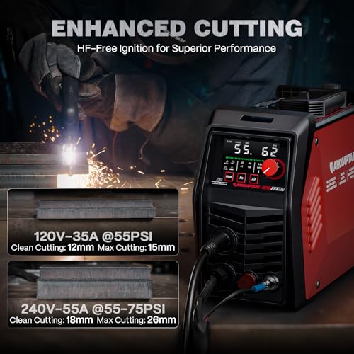 Image of ARCCAPTAIN iControl [Non-HF] Plasma Cutter CUT55 MP with APP Control, 55Amp Blowback Pilot Arc, 120V /240V, Upgraded LED Display, Expanded Metal, Rust Removal, Plasma Gouging, Pressure Detection