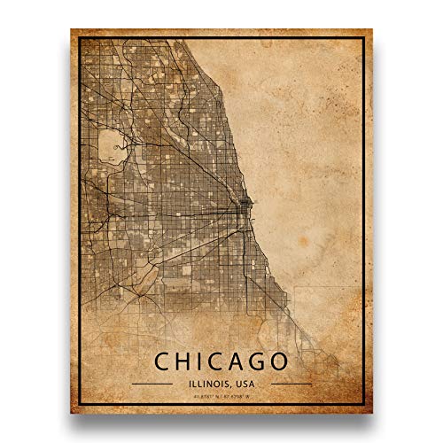 Chicago Map Vintage Style Poster Print | 11 Chicago Map Vintage Style Poster Print | 11