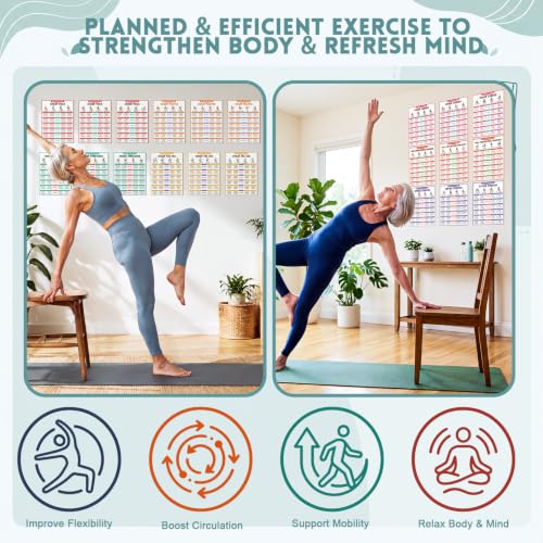 Image of Sinload 30 Day Chair Yoga Posters for Seniors Chair Yoga Challenge Posters