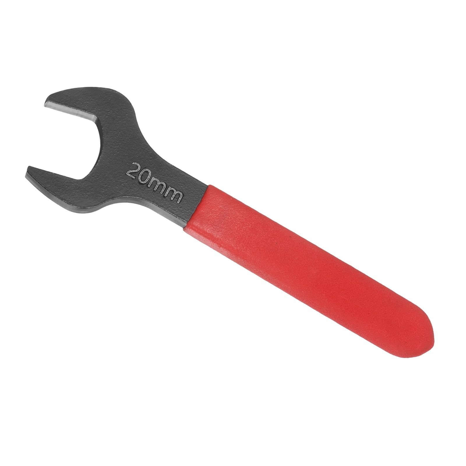 Awclub 20mm Open End Wrench, 15 Degree Offset Thin U-Shaped Spanner with Red Shank, Black Finish for Automotive Repair & Furniture Assembly