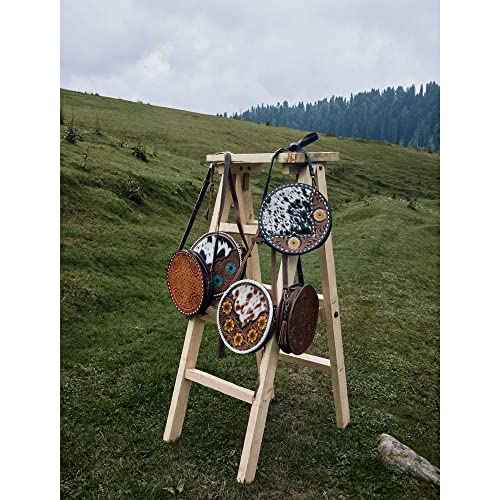 Image of Myra Bag Western Leather Round Bag for Women - Crossbody Purse Shoulder Bag Marigold