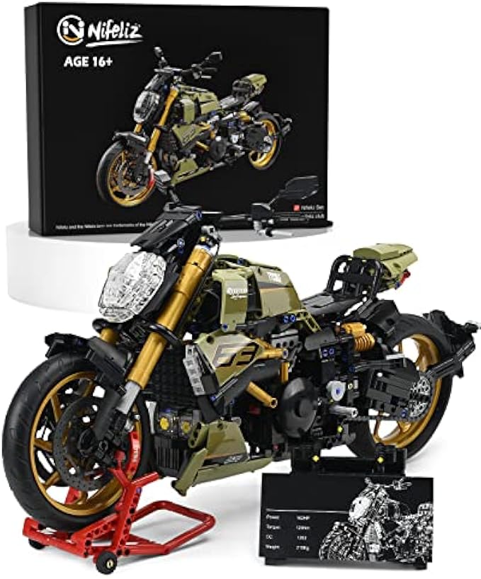 Nifeliz Tiavel Motorcycle Toy Building Kit, Build a Stylish Motorcycle Display Model, Collectible Motorcycle Model Building Kit for Adults(2025 PCS)