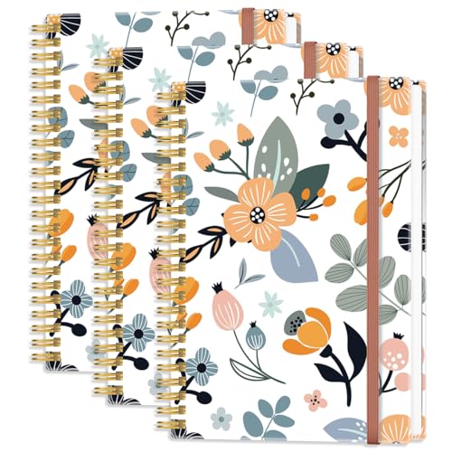 Carnet vierge A5 à spirale avec motif fleurs de 140 pages pour dessin