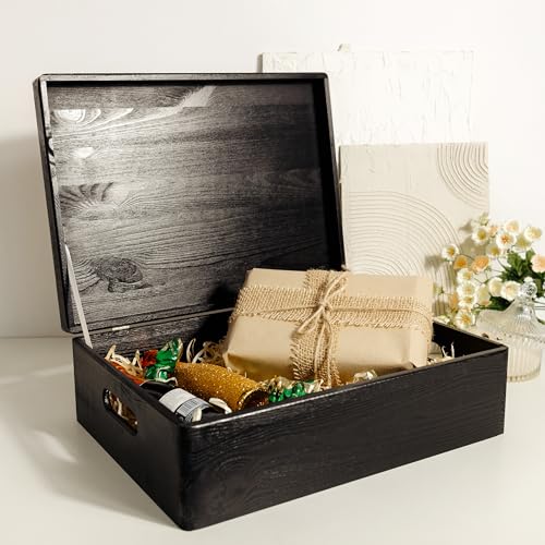 Boite en bois noir Creative Deco 40x30x14cm avec couvercle - 3