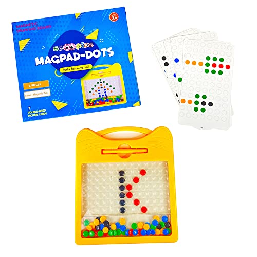 Image of Magpad Dot | Includes 7 Double-Sided Picture Cards | with Magnetic Dots & Stylus | Kids Pattern Drawing Writing Board | STEM Learning Tool for Kids | Gifts for Kids