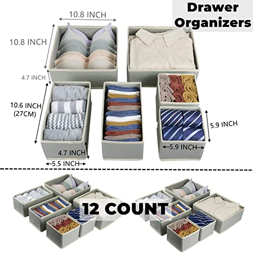 12 Pack Drawer Organizer, Foldable Drawer Organizers For Clothing, Cloth Drawer Dividers Storage Bins, Clothes Drawer Organizer For Underwear,Folded Clothes,Baby Clothing,Socks,Bra,Towels,Ties #TOP2
