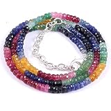 Gemstone Bead Necklace Genuine Natural Certified 7 Gemstone Beads Chains Strand Handmade Necklace Sa