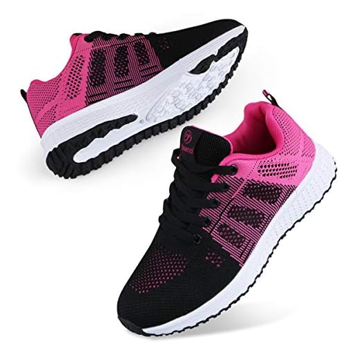 Youecci Femmes Baskets de Courses Running Chaussures de Sport Outdoor D'athlétisme Sports Course Fitness Gym Athlétique Sneaker Noir Rose Rouge 37 EU