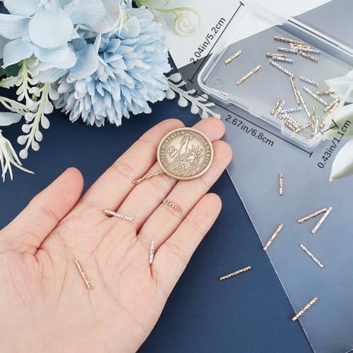 CREATCABIN 80Pcs Tube Beads Long Noodle Beads Metal Loose Beads Straight Twist Spacer Bead 18K Gold & 925 Sterling Silver Plated Brass Corrugated Tube Beads for DIY Jewelry Making Accessories 2Size - Image 3