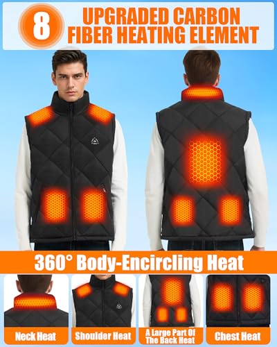 Men Heated Vest - Quilted Lightweight Heating Jacket Coat for Mens, Upgraded 7.4V Battery Pack3