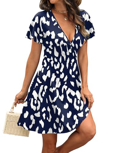 Image of RUMIA Women Casual Dresses Wrap V Neck Dress A-Line Summer Sundress Fashion
