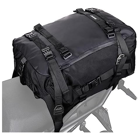 Rhinowalk Motorcycle Tail Bag 30L Waterproof Motor Pannier Travel Luggage Motorbike Rear Rack Trunk Storage Professional Accessories-Black Cover