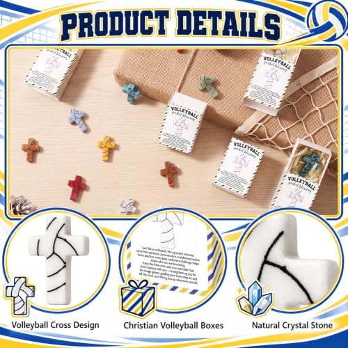 20 Sets Volleyball Christian Gift Worry Cross Pocket Crosses — 사진 3