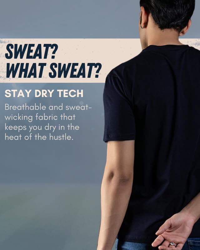 Image of Ghumakkad Cotton Blend Half Sleeve Round Neck Sports T Shirt for Men