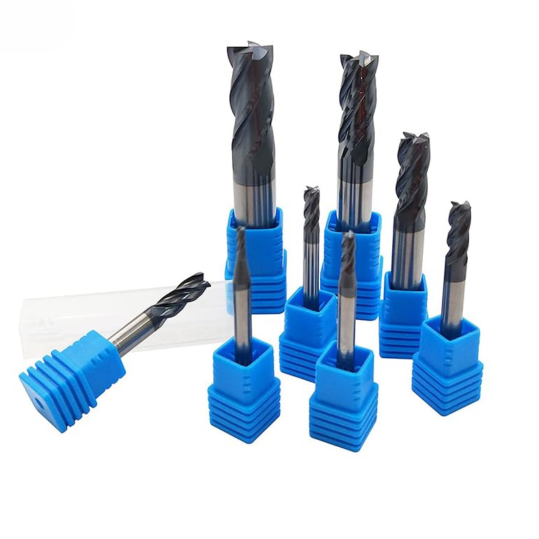 2-12mm Carbide Square End Mill Set, 4 Flute AlTiN Coating, HRC 45, Single End CNC Mill Bits for Precision Milling