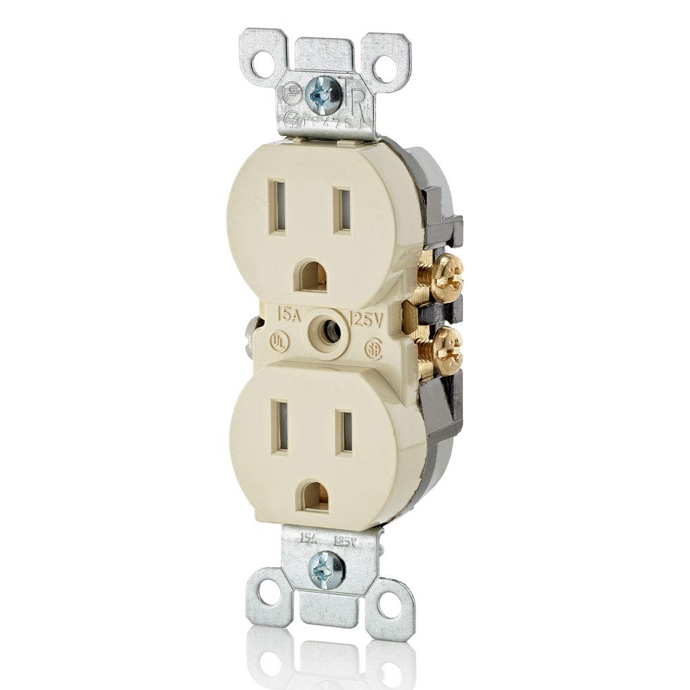 Leviton 15 Amp 125V Tamper Resistant Duplex Receptacle (10 Pack), T5320-IMP, Ivory - Image 2