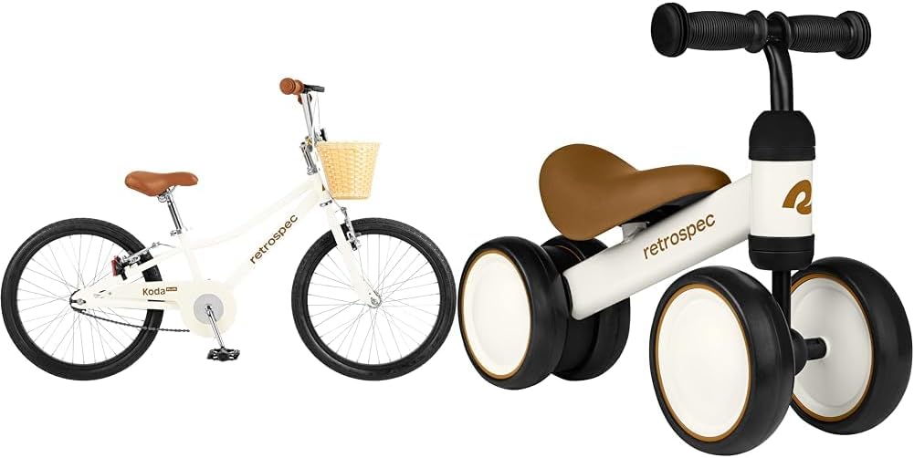 Retrospec Koda Plus Kids Bike for Boys & Girls Ages 6-8 Years - 20" Children's Bicycle & Cricket Baby Walker Balance Bike with 4 Wheels for Ages 12-24 Months - Toddler Bicycle Toy