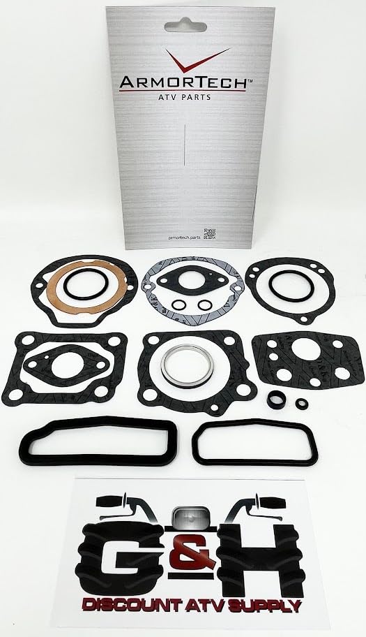 Standard Piston Rings (52.00mm) and Top End Engine Motor Gasket Kit Compatible with The 1982-1985 Honda ATC 110 3-Wheel ATVs